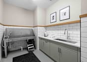 Thumbnail 70 of 83 - A bathroom with a sink, toilet, and a shower stall. at Junction Apartments in Rockledge, FL