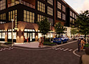Thumbnail 11 of 45 - A street view of a building at The Union Flats at Fishers District, Indiana