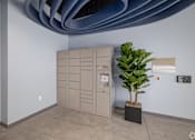 Thumbnail 15 of 15 - A room with a large cabinet and a plant.