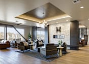 Thumbnail 2 of 74 - Fireplace Lounge with vaulted ceiling at Harbor Heights 55+ Community, Washington, 98501