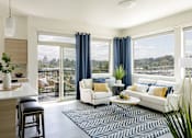 Thumbnail 4 of 74 - Living Room with Bar at Harbor Heights 55+ Community, Olympia, Washington