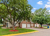 Thumbnail 20 of 41 - A tree in front of a house with a red mulch bed.