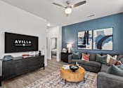 Thumbnail 14 of 23 - Living Room with TV at Avilla Railhead, Cleburne Texas