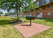 Thumbnail 29 of 35 - Outdoor grill station and picnic area at Fox Run Apartments, St. Charles, 60174