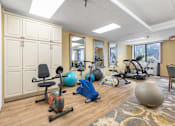 Thumbnail 10 of 25 - a gym with exercise equipment and exercise balls on the floor