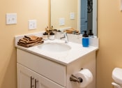Thumbnail 34 of 34 - a bathroom with a sink and a mirror and a toilet