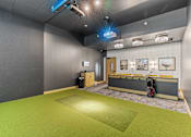 Thumbnail 66 of 103 - A room with a green floor and grey walls.