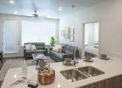 Thumbnail 2 of 33 - Stainless Steel Sink With Faucet In Kitchen at Foothill Lofts Apartments & Townhomes, Logan, UT, 84341