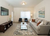 Thumbnail 7 of 33 - Classic Living Room Design With Television at Four Seasons at Southtowne Apartments, South Jordan, 84095