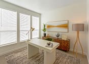 Thumbnail 10 of 39 - Home Office with Desk and Large Windows at The Austin Townhomes, Draper, UT 84020