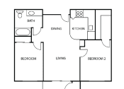 Thumbnail 1 of 4 - a floor plan of a home with two bedrooms and two bathrooms