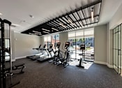 Thumbnail 60 of 66 - State-of-the-art fitness center with cardio and weight machines at The Rail at Bound Brook, designed to support active lifestyles in Downtown Bound Brook apartments.