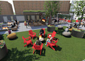 Thumbnail 25 of 33 - Courtyard with bar, grilling areas, dining areas, gaming, fire pits and more at the Rail at Bound Brook