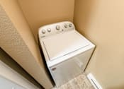 Thumbnail 41 of 73 - A white washing machine in a small room at Graymayre Crossing Apartments, Spokane, 99208