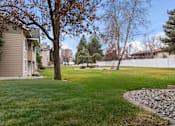 Thumbnail 12 of 73 - A tree with brown leaves stands in a grassy yard at Graymayre Crossing Apartments, Spokane, WA, 99208