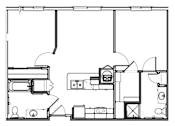 Thumbnail 12 of 13 - A black and white drawing of a house layout.