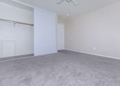 Thumbnail 10 of 23 - a bedroom with a closet and a ceiling fan