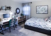 Thumbnail 19 of 56 - Bedroom With Work Setup at Heritage Apartments, Columbus, Ohio