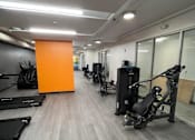 Thumbnail 9 of 11 - a room with a bunch of exercise equipment in it