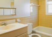 Thumbnail 15 of 20 - a bathroom with a toilet and a sink and a bath tub