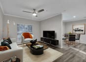 Thumbnail 3 of 31 - a living room with grey walls and a white couch at River Stone Ranch, Texas, 78749
