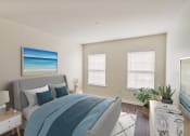 Thumbnail 5 of 26 - a bedroom with a bed and two windows at Highlands at Faxon Woods, Quincy, Massachusetts