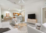 Thumbnail 4 of 31 - a living room with white furniture and a television at Grandeville on Saxon, Florida, 32763