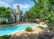 Thumbnail 15 of 23 - Apartment pool and seating at Museo, Austin, Texas