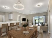 Thumbnail 2 of 29 - Open concept Living and Dining Room with attached screened in patio