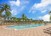 Thumbnail 11 of 29 - A pool surrounded by palm trees and lounge chairs.