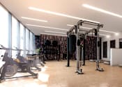 Thumbnail 15 of 27 - A gym with a row of exercise bikes and a row of weight machines. at Element, Florida, 33602