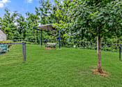 Thumbnail 31 of 42 - A tree stands in a grassy area with a picnic table and a canopy nearby.