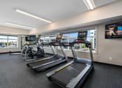 Thumbnail 15 of 21 - two treadmills and other exercise equipment in an exercise room with windows