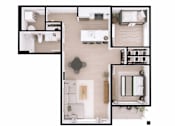 Thumbnail 20 of 20 - A black and white floor plan of a house with a kitchen, living room, and bathroom.
