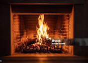 Thumbnail 12 of 12 - a roaring fire in a brick fireplace