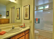 Thumbnail 18 of 41 - a bathroom with a sink and a toilet and a shower