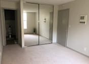 Thumbnail 4 of 31 - the master bedroom has a large mirror and a carpeted floor