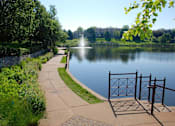Thumbnail 20 of 33 - Walking Trail next to Pond with Fountain