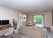 Thumbnail 6 of 24 - Living Room with Couches, TV and Work Desk