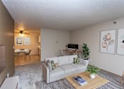 Thumbnail 3 of 24 - Living Room with Couches, TV and Work Desk