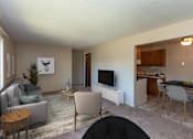 Thumbnail 7 of 22 - Living Room with Couches and TV, Kitchen with Dining Table