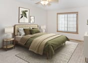 Thumbnail 5 of 27 - a bedroom with a ceiling fan and a window