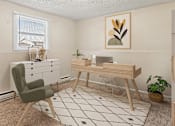Thumbnail 5 of 13 - an office with a desk and a chair and a window