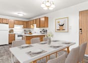 Thumbnail 2 of 14 - our modern kitchen and dining room with a white table and chairs