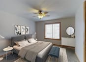 Thumbnail 12 of 27 - Spacious bedroom with a large window letting in natural light.