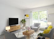 Thumbnail 10 of 28 - Living room spaces that let light in through sliding glass doors