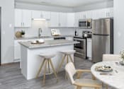 Thumbnail 4 of 34 - a kitchen with white cabinets and stainless steel appliances