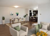 Thumbnail 8 of 28 - Open Dining and Living Room with Dining Table and Chairs