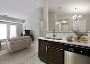 Thumbnail 3 of 18 - Tall Ceilings over Living Room and Kitchen Sink