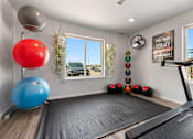 Thumbnail 48 of 74 - a workout room with a yoga ball and exercise equipment and a window at Red Rock Apartments, Rapid City, SD, 57702